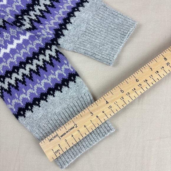 Talbots Size Small Zig Zag Fair Isle Sweater - Purple Grey Black Side Split Hem - Picture 10 of 12